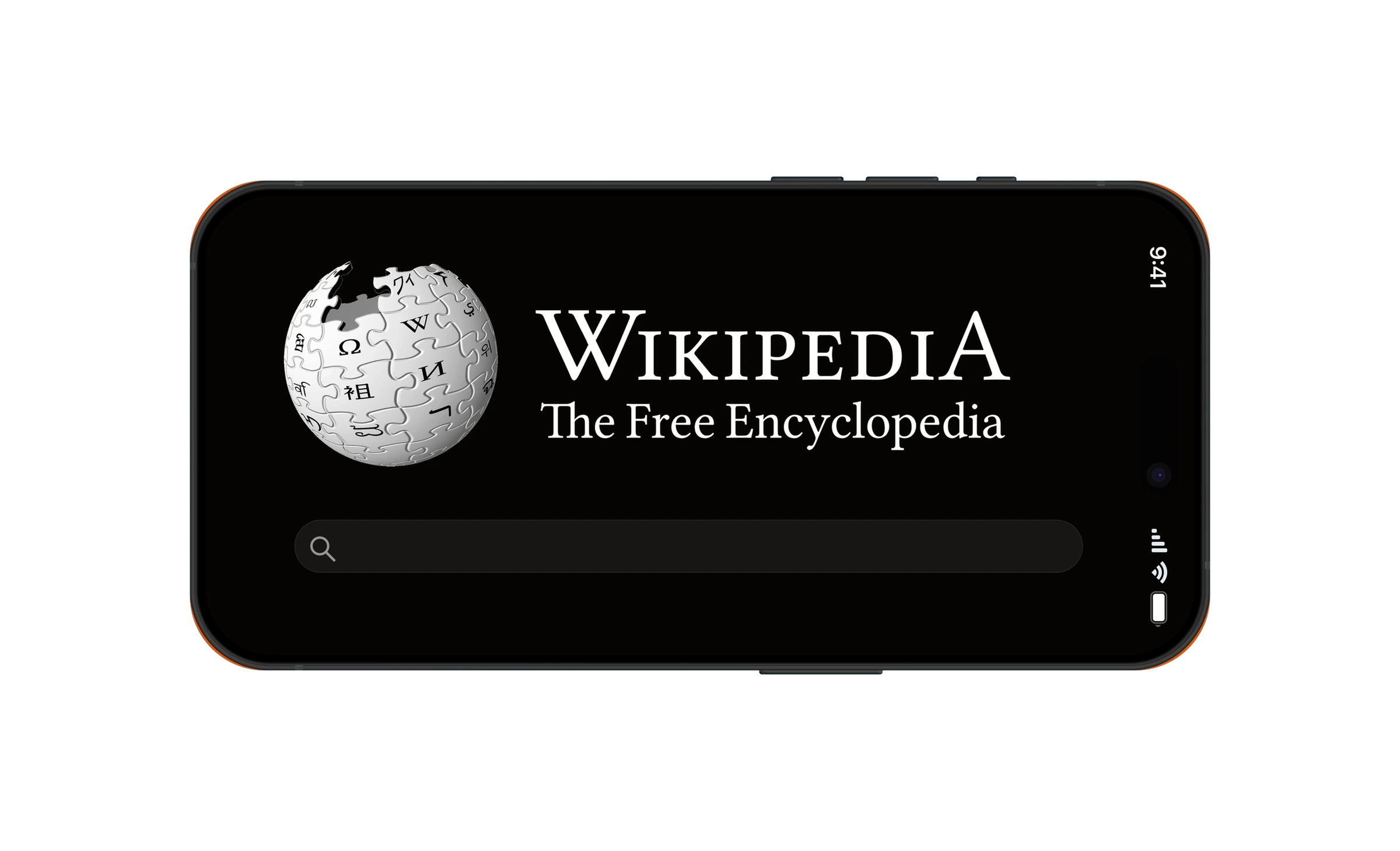 Wikipedia logo on a phone, with iOS Liquid Glass Accessibility Audit being typed into the search bar